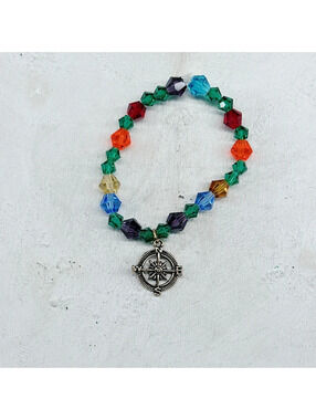 343u. Glass Stretch Bracelet Rainbow